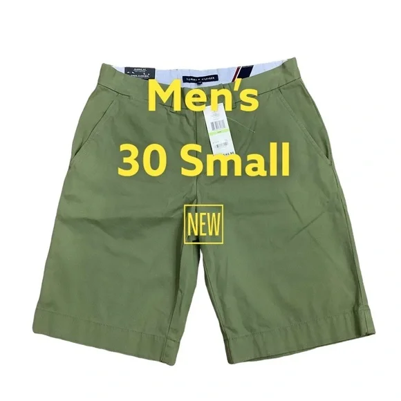 Men's Tommy Hilfiger 30 Small Khakis Chino Shorts Olive Green Stretch Twill NWT - Picture 2 of 10